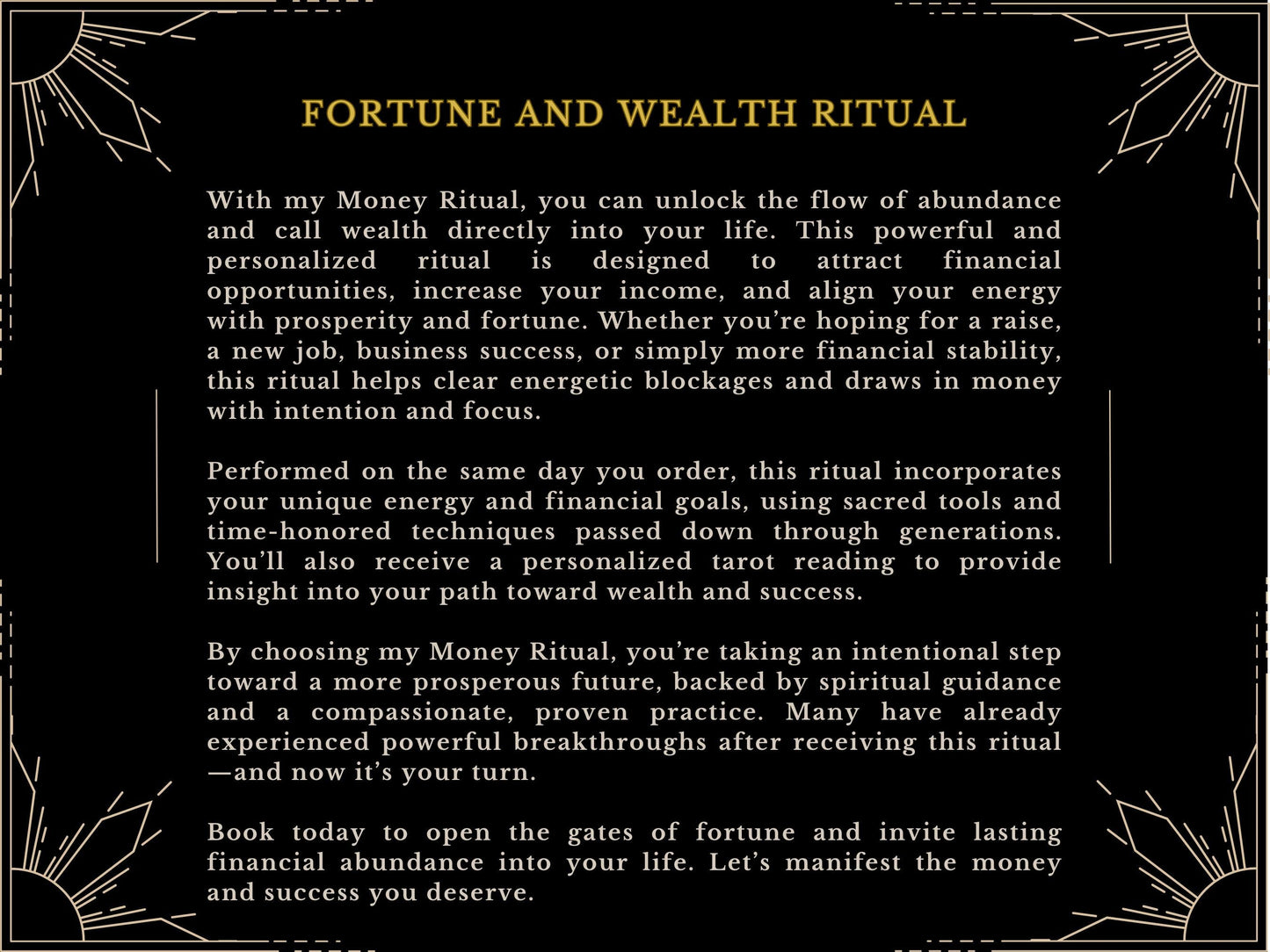 MONEY Ritual - FORTUNE and WEALTH Ritual Financial Money Ritual to bring in money and wealth By MotherOdessa Fortune Income and Prosperity