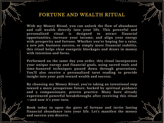 MONEY Ritual - FORTUNE and WEALTH Ritual Financial Money Ritual to bring in money and wealth By MotherOdessa Fortune Income and Prosperity