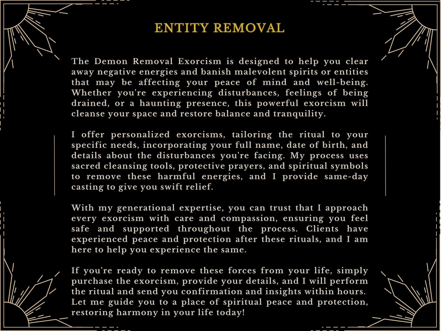 DEMON REMOVAL Powerful Exorcism by MotherOdessa Banish Evil Spirits Fast Results Same Day Casting