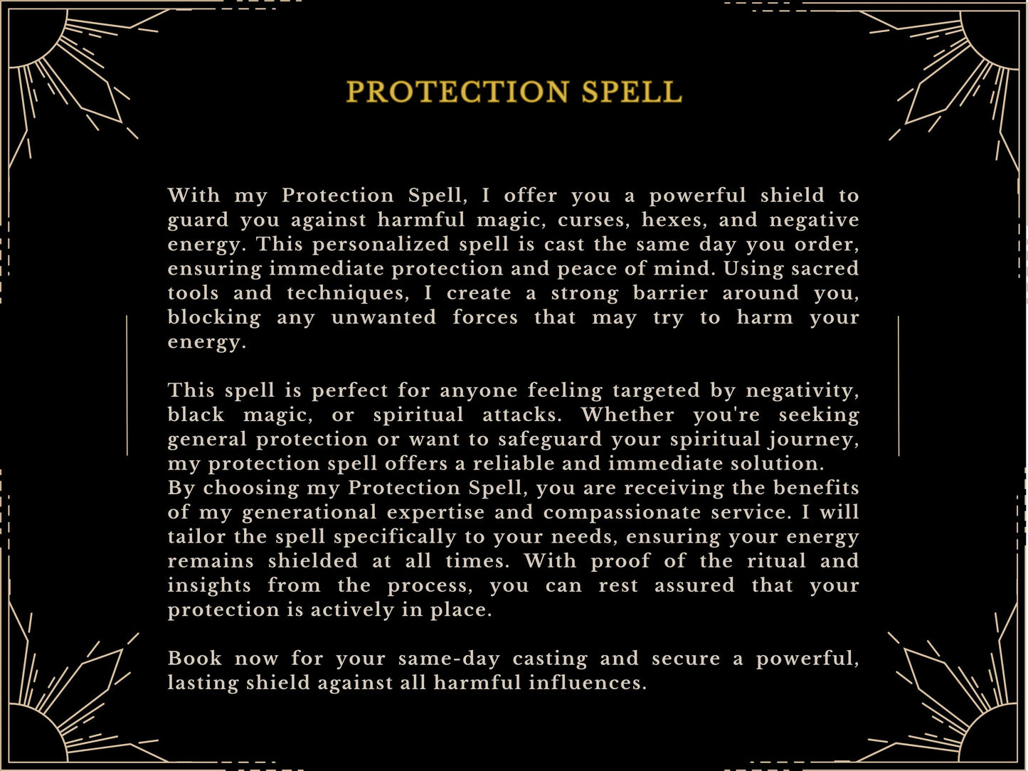 PROTECTION SPELL Protect Shield and Safeguard Yourself from All Types Of Magic, Spells, Curses, and Hexes Same Day Casting by MotherOdessa