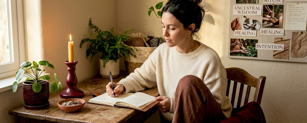 Woman journaling money manifestation ritual