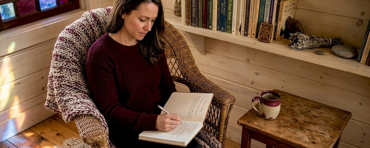 Woman preparing for spiritual healing at home