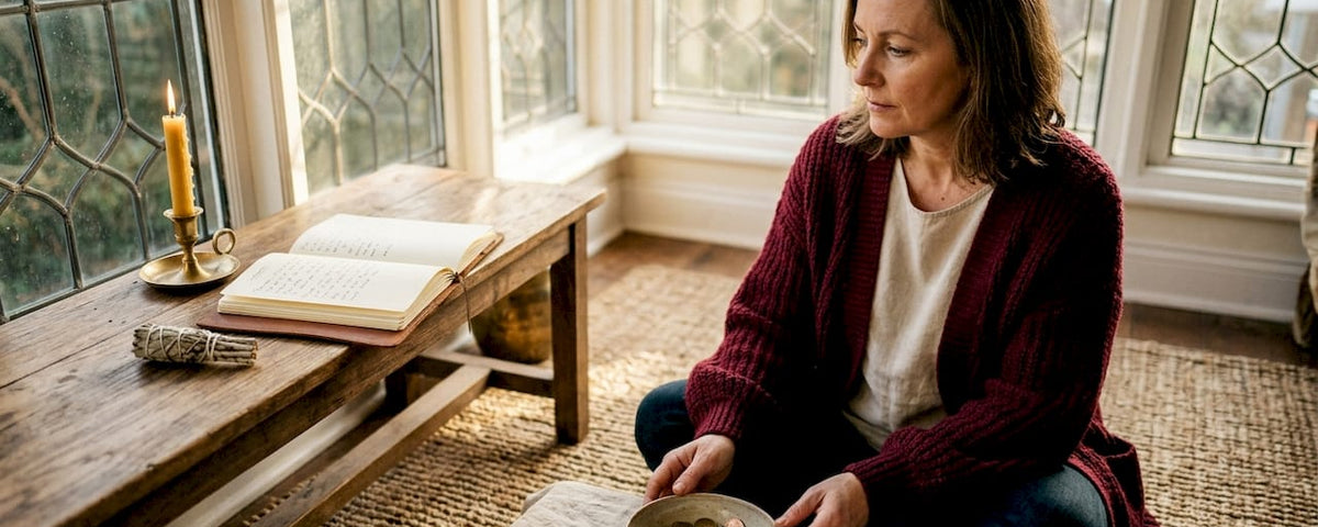 Person performing money attraction ritual at home