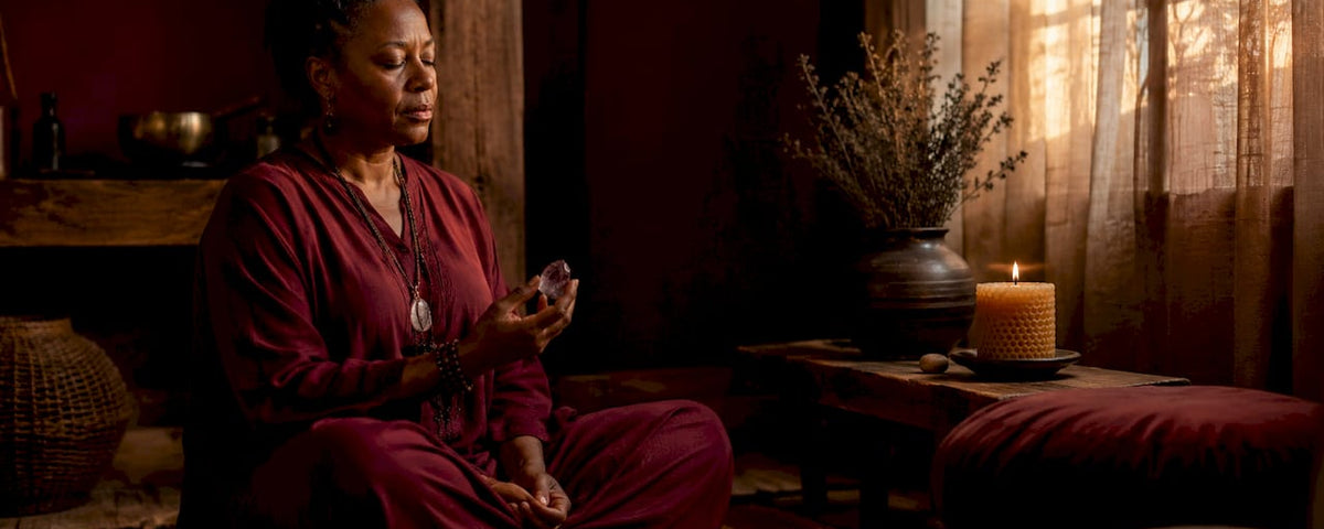 Healer engaged in remote healing session