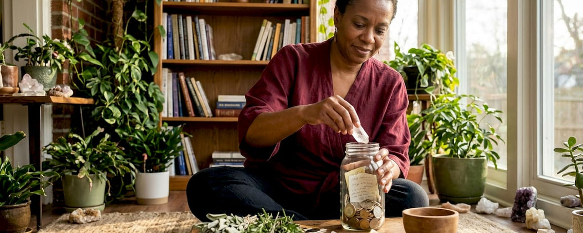 Business owner performing abundance ritual