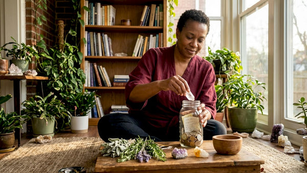 Business owner performing abundance ritual