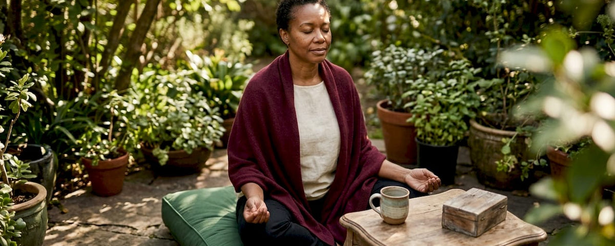 Woman meditating to clear financial blocks