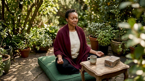 Woman meditating to clear financial blocks