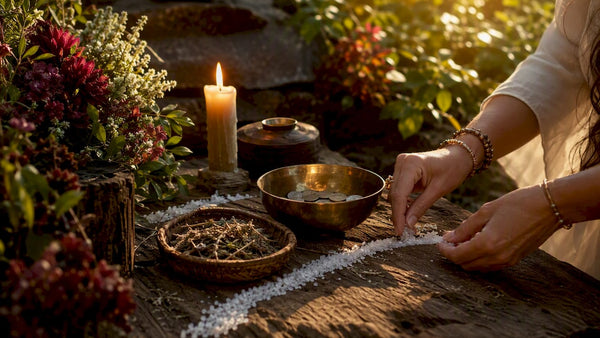 Hands performing financial blessing ritual
