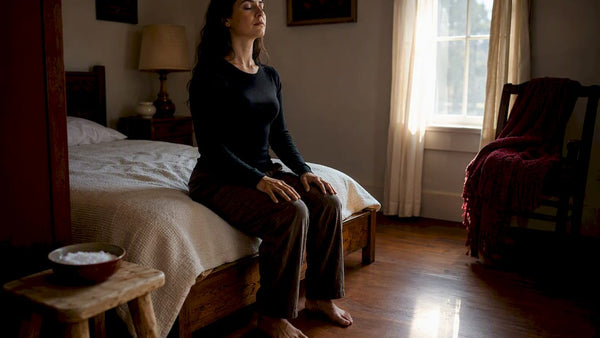 Person grounding before a protective ritual