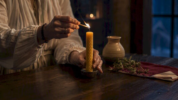 Candlelit bloodline clearing ritual table