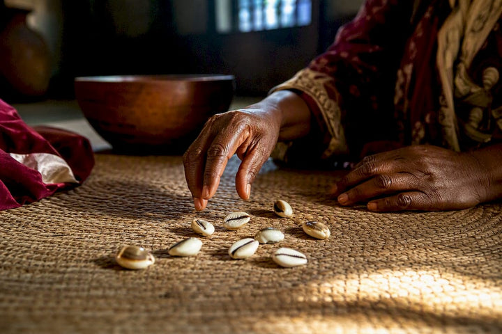 Cowrie shells cast for divination reading