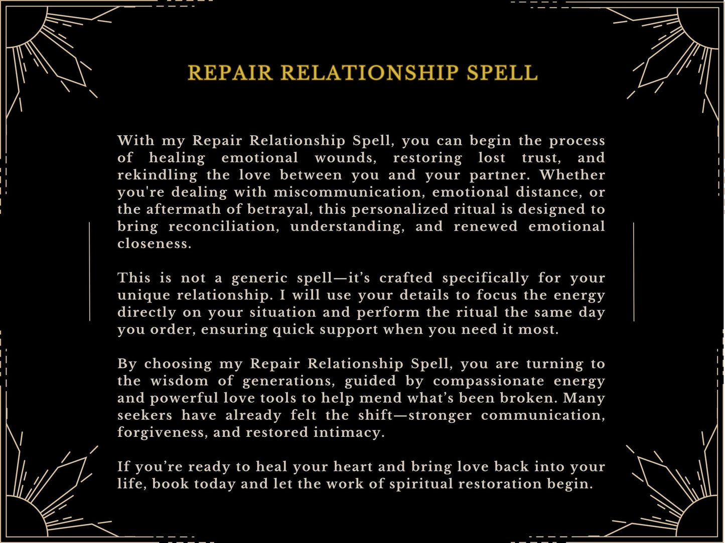 REPAIR RELATIONSHIP SPELL - Restore Love Rebuild Trust and Heal Emotional Wounds Fast Results Same Day Casting by MotherOdessa
