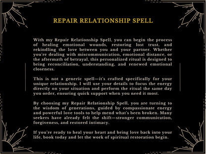 REPAIR RELATIONSHIP SPELL - Restore Love Rebuild Trust and Heal Emotional Wounds Fast Results Same Day Casting by MotherOdessa