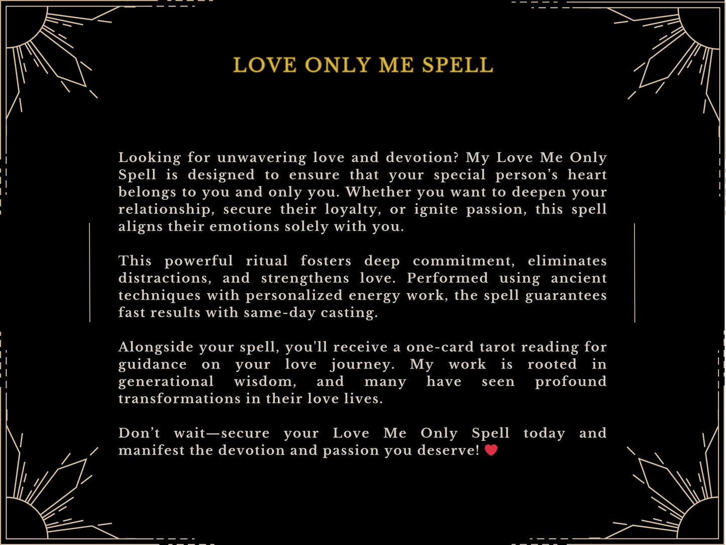 LOVE ME ONLY Spell - Have them only love you Love me only Spell Done by MotherOdessa Passion Attract True Love Fast Results SameDay Casting