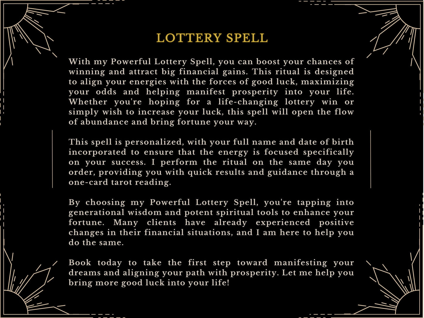 POWERFUL LOTTERY SPELL Maximize Your Odds Attract Big Winnings with MotherOdessas Winning Ritual Win the lottery with luck on your side.