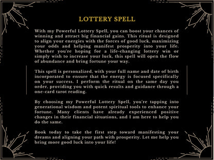 POWERFUL LOTTERY SPELL Maximize Your Odds Attract Big Winnings with MotherOdessas Winning Ritual Win the lottery with luck on your side.