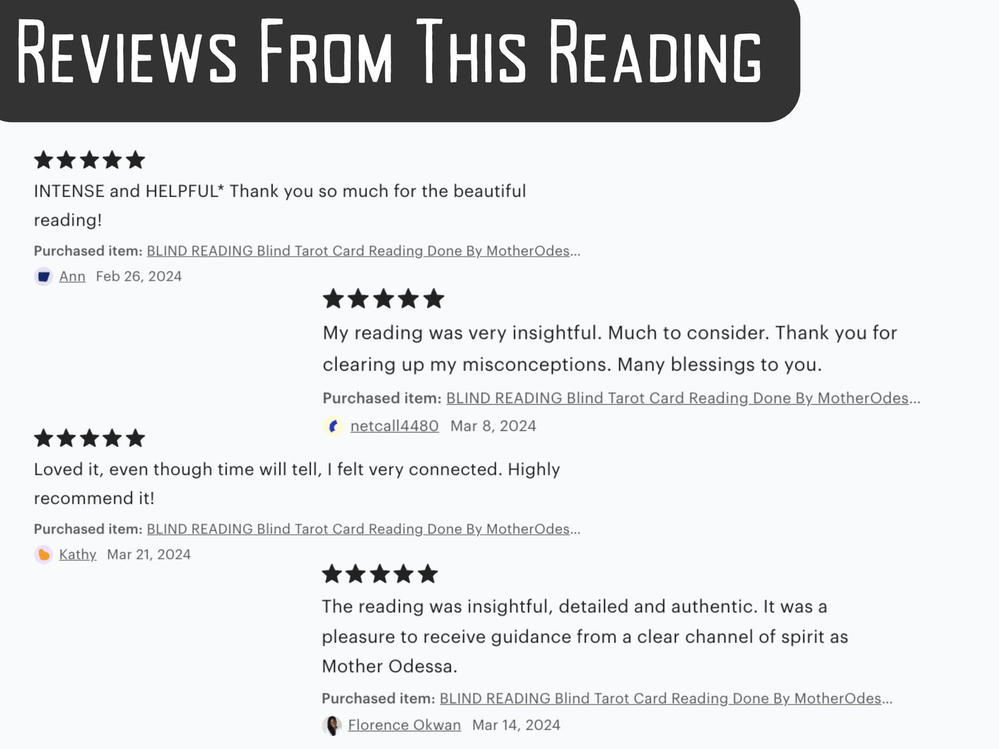 BLIND READING Blind Tarot Card Reading Done By MotherOdessa Same Day