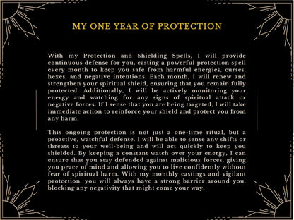 One year of PROTECTION AND SHIELDING Spell castings and defense against harmful magic curses and hexes for one year by MotherOdessa