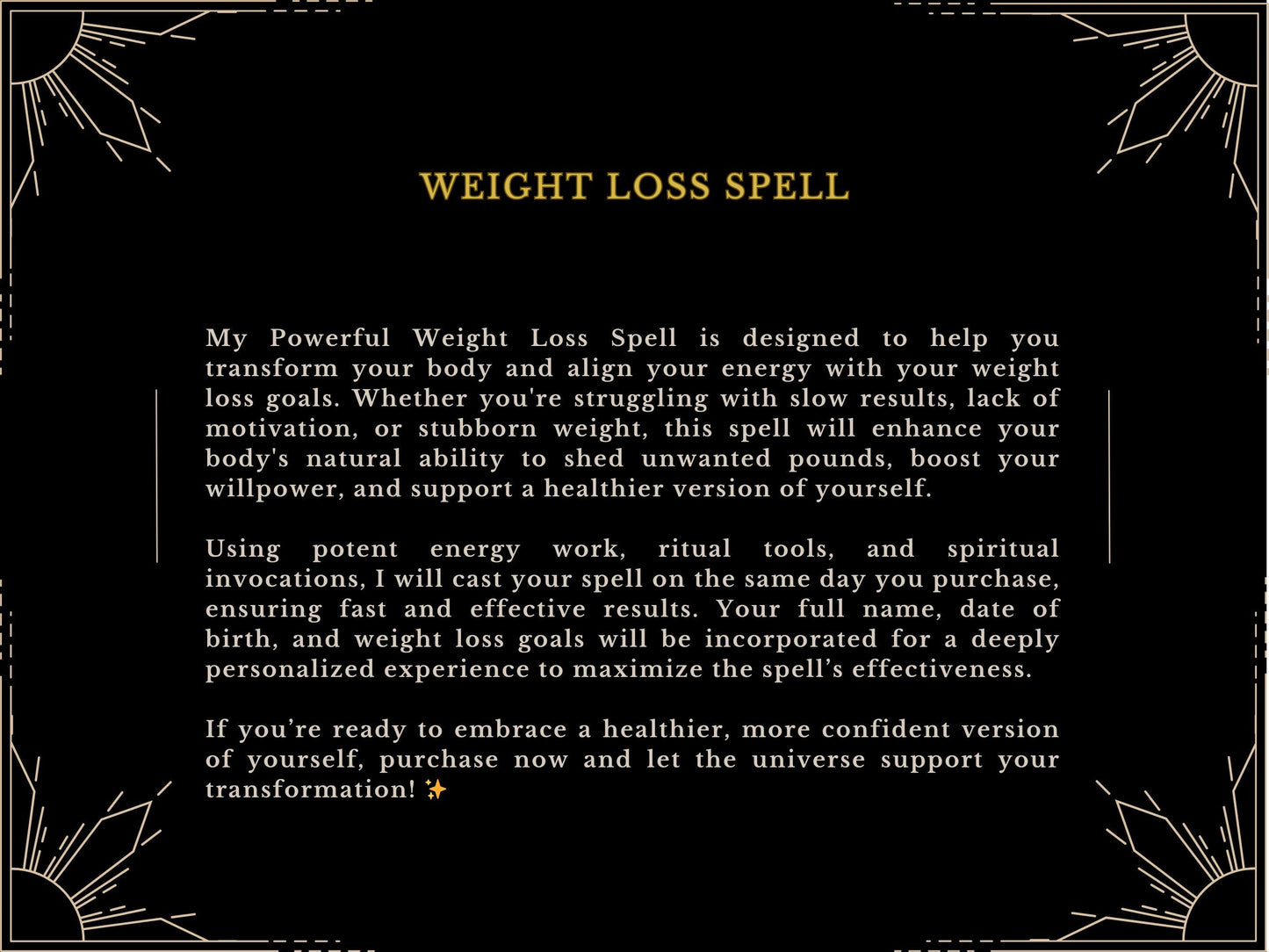 LOOSE WEIGHT SPELL Powerful Weight Loss Spell Magic with No Bad Symptoms Enhance Your Body Fast Results Same Day Casting by MotherOdessa