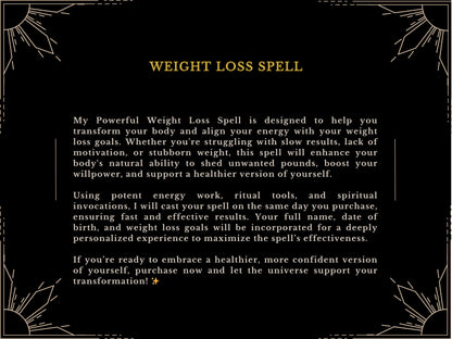 LOOSE WEIGHT SPELL Powerful Weight Loss Spell Magic with No Bad Symptoms Enhance Your Body Fast Results Same Day Casting by MotherOdessa
