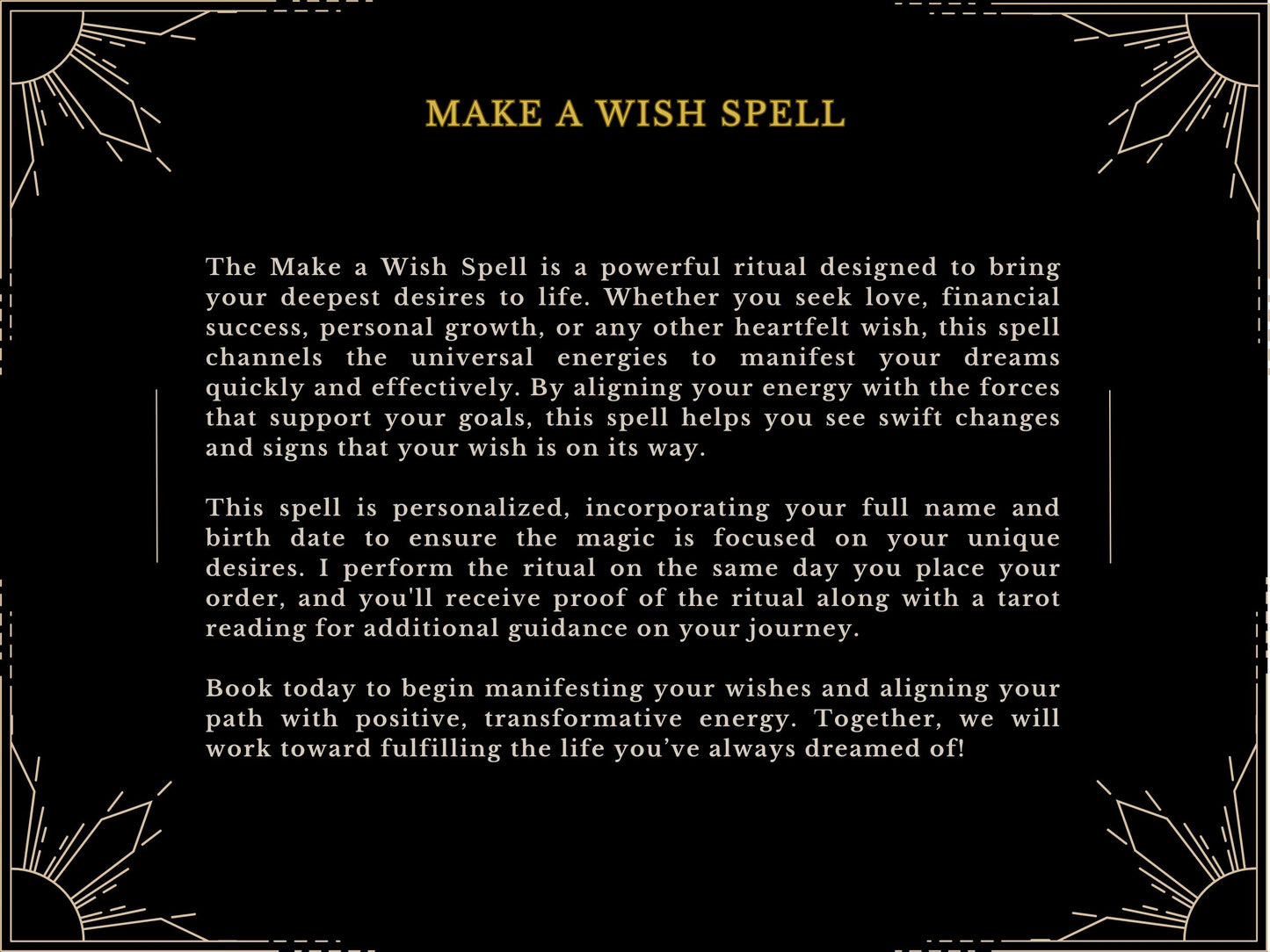MAKE A WISH SPELL Wish Granting Spell Fulfill Your Deepest Desires and have your wish granted done by MotherOdessas Powerful Wish Granting